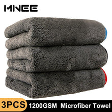 Load image into Gallery viewer, 3PCS Car Cleaning Towel 1200GSM Car Detailing Microfiber Drying Towels Car Detail Cleaning Polishing Car Wash Cloth Accessories
